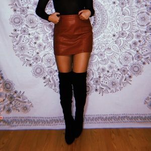 Light Burgundy Leather Skirt